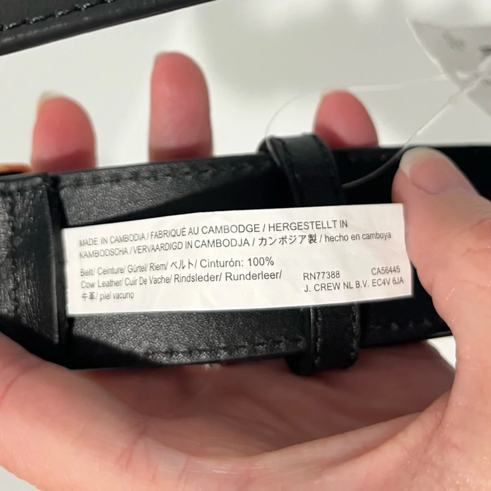 NEW J. Crew double gold buckle black leather belt size medium CG311 $89.50 - Picture 12 of 13